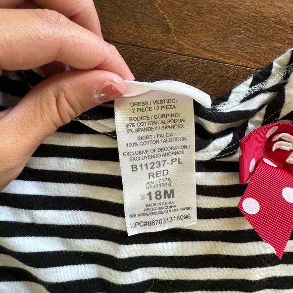 Bonnie Jean Baby Girls 18 Month Dress Black White Striped Ladybugs - Picture 4 of 5